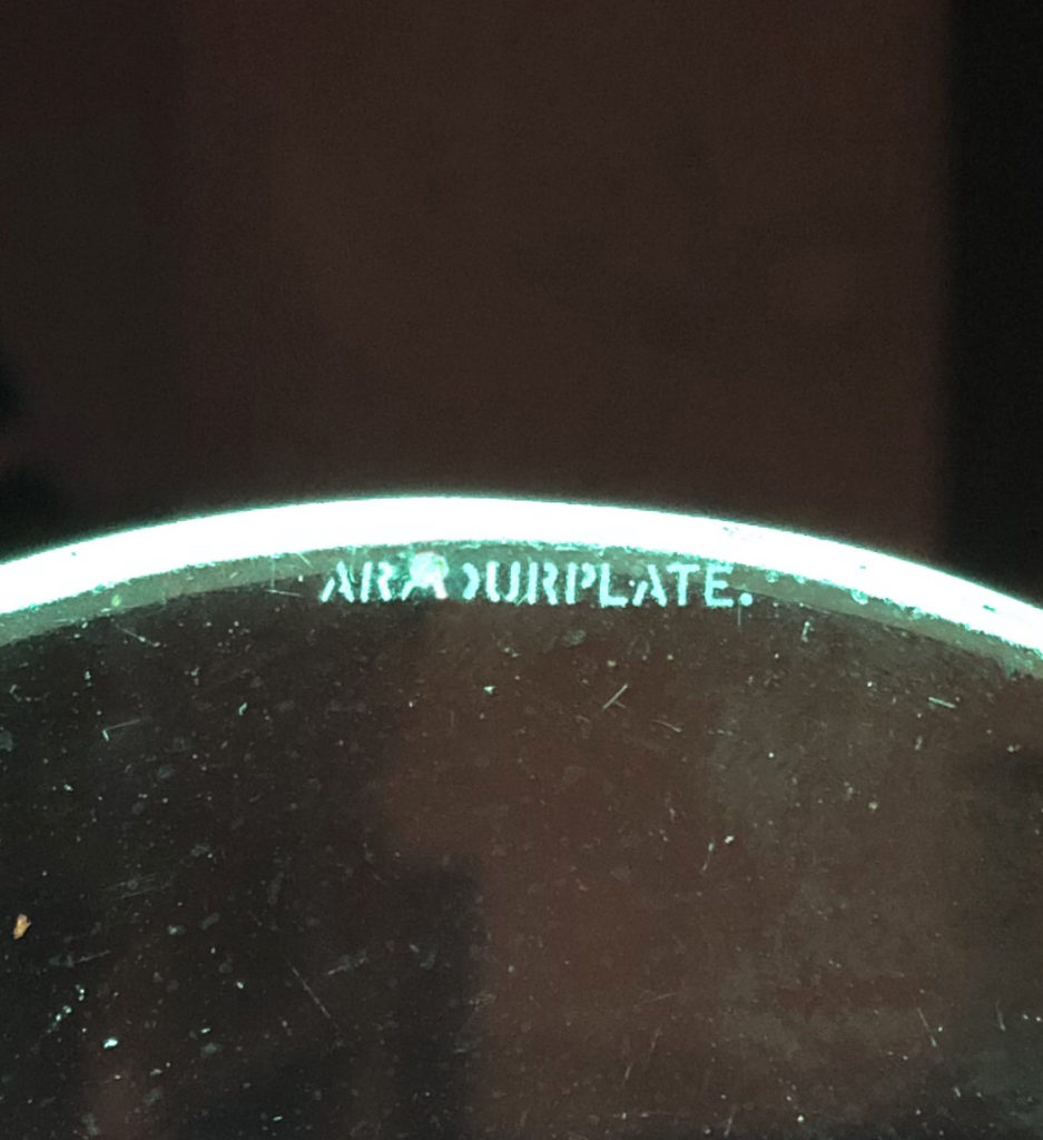 "ARMOURPLATE" watermark embossed on the glass.